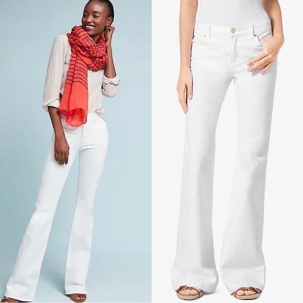 Michael Kors white flare Jean with gold hardware